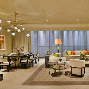 Living Room in 4 BHK Apartment at Rustomjee Crown, Prabhadevi – for Rent