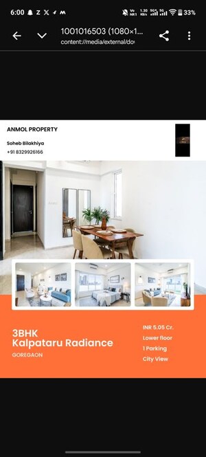 Kitchen in 3 BHK Apartment at Kalpataru Radiance, Goregaon West – for Sale