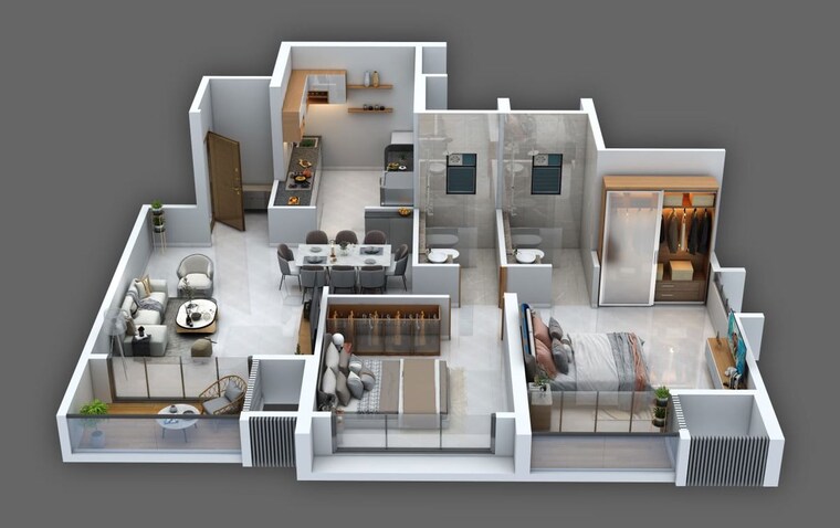Floor Plan, vyom-avinea 2 Bedroom 960 Sq.Ft. Apartment In Hadapsar Pune 10601620