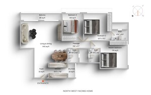 Floor Plan in 3 BHK Apartment at L&T Emerald Isle, Powai – for Sale