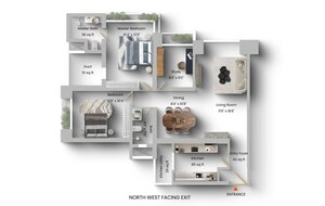 Floor Plan in 2.5 BHK Apartment at Oberoi Realty Woods, Goregaon East – for Sale