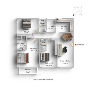 Floor Plan in 3 BHK Apartment at Forum Serendipity, Bandra Kurla Complex – for Sale