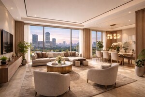 Living Room in 3 BHK Apartment at Rustomjee Prive, Bandra East – for Sale