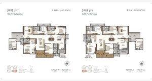 Floor Plan in 4 BHK Apartment at Rajapushpa Aurelia, Tellapur – for Sale
