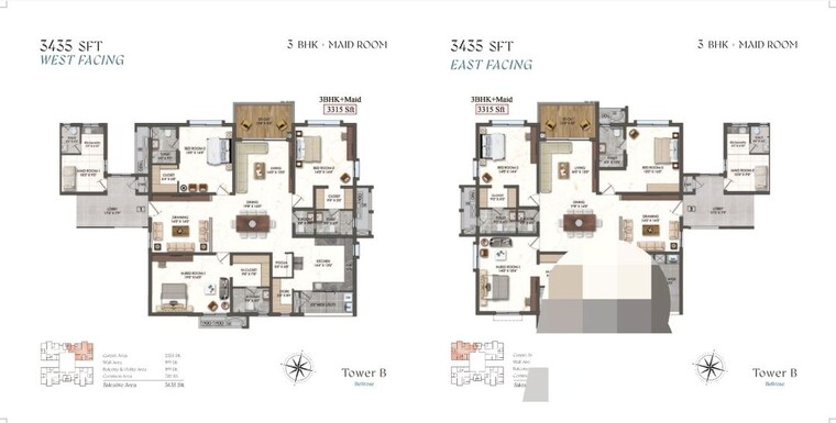 Floor Plan, rajapushpa-aurelia 3 Bedroom 3435 Sq.Ft. Apartment In Tellapur Hyderabad 10603445