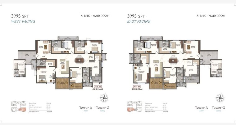 Floor Plan, rajapushpa-aurelia 4 Bedroom 3995 Sq.Ft. Apartment In Tellapur Hyderabad 10603450