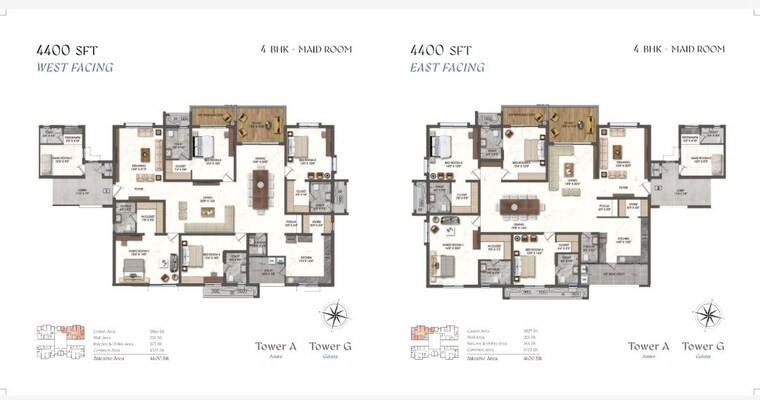 Floor Plan, rajapushpa-aurelia 4 Bedroom 4400 Sq.Ft. Apartment In Tellapur Hyderabad 10603458