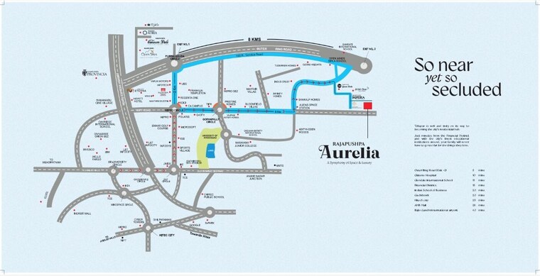 Map Location, rajapushpa-aurelia 4 Bedroom 4400 Sq.Ft. Apartment In Tellapur Hyderabad 10603459