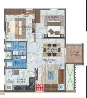 Floor Plan in 2.5 BHK Apartment at Desai Golden Springs, Kadugodi – for Sale