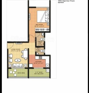 Floor Plan in 1.5 BHK Apartment at Omkar Raga, Chembur – for Rent