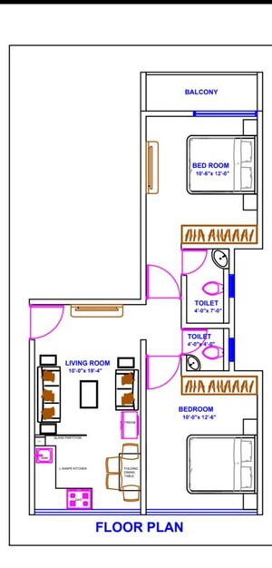 Floor Plan in 1.5 BHK Apartment at Omkar Raga, Chembur – for Rent