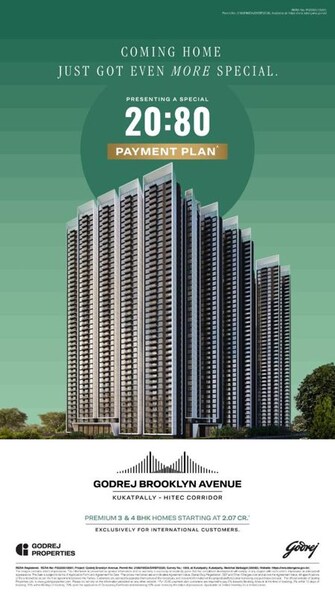 4 BHK + Study Room,Extra Room,Store Room Apartment For Sale in Godrej Brooklyn Avenue in Kukatpally, Hyderabad