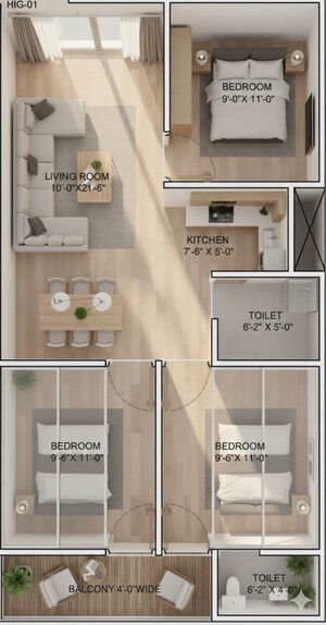 Floor Plan in 2 BHK Builder Floor at Dlf Ankur Vihar – for Sale