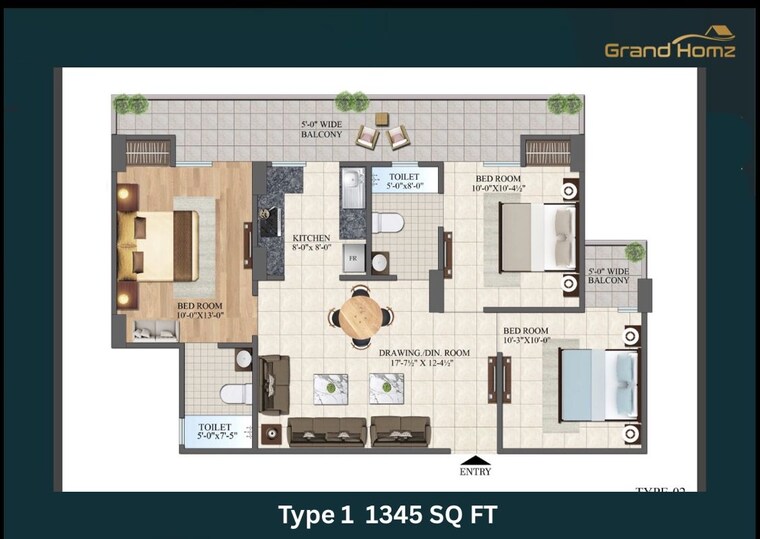 Floor Plan, raj nagar extension 3 Bedroom 1345 Sq.Ft. Builder Floor In Raj Nagar Extension Ghaziabad 10604361