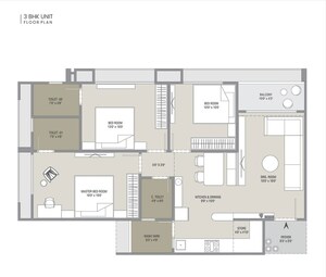 Floor Plan in 3 BHK Apartment at Sun Skyview, Shela – for Sale