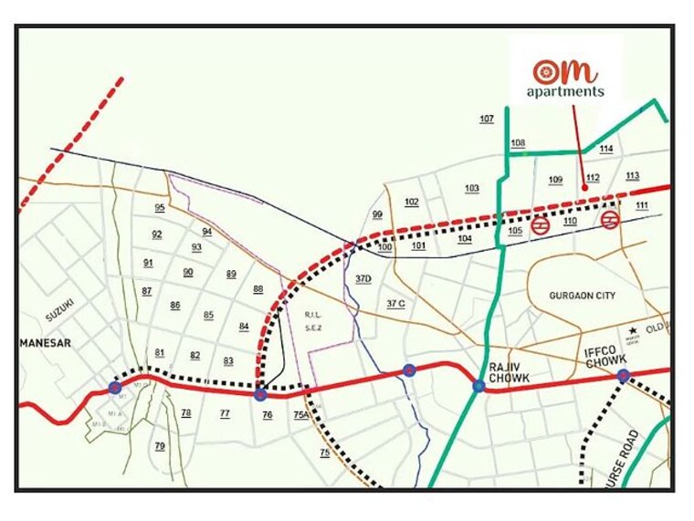 Map Location, pareena-om-apartments 2 Bedroom 664 Sq.Ft. Apartment In Sector 112 Gurgaon 10604962