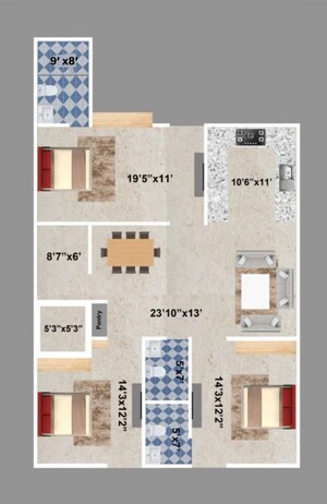 Floor Plan in 3 BHK Builder Floor at Sector 15 ii – for Sale