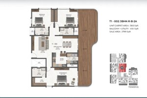 Floor Plan in 3 BHK Apartment at Mana Verdant Terraces, Sarjapur Road – for Sale