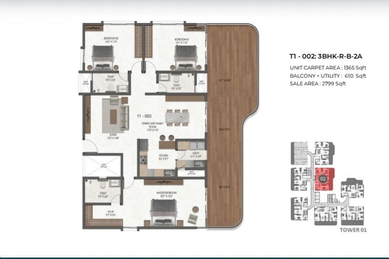 Floor Plan, mana-verdant-terraces 3 Bedroom 1910 Sq.Ft. Apartment In Sarjapur Road Bangalore 10605410