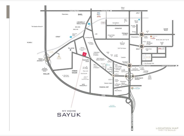 Map Location, my-home-sayuk 2 Bedroom 1355 Sq.Ft. Apartment In Tellapur Hyderabad 10605594