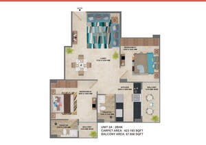 Floor Plan in 2 BHK Apartment at MRG Ultimus, Sector 90 – for Rent