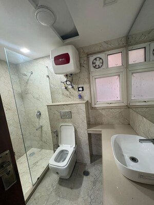 Bathroom in 3 BHK Builder Floor at Sushant Lok I – for Rent