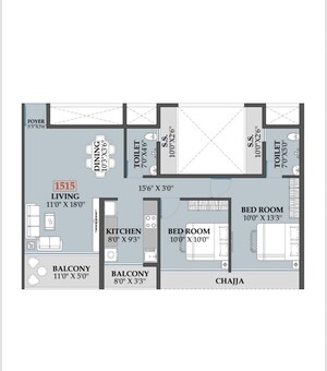 Floor Plan in 2.5 BHK Apartment at Gami Satyam Palacio, Sector 2 Kharghar – for Sale