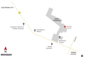 2 BHK Apartment – Map Location View at Sobha Brooklyn Towers Town Park, Hosur Road - for Sale