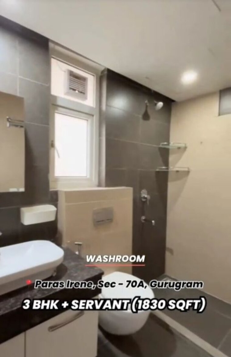 Attached Bathroom, paras-irene 3 Bedroom 1830 Sq.Ft. Apartment In Sector 70a Gurgaon 10607500