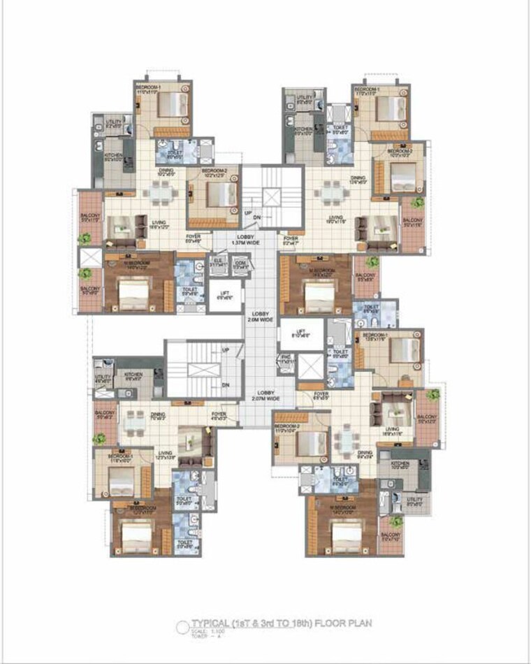 Master Plan, pride-euphora 3 Bedroom 1925 Sq.Ft. Apartment In Kr Puram Bangalore 10607669