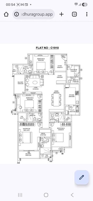 Floor Plan in 4 BHK Penthouse at Sumadhura Folium, Whitefield – for Sale