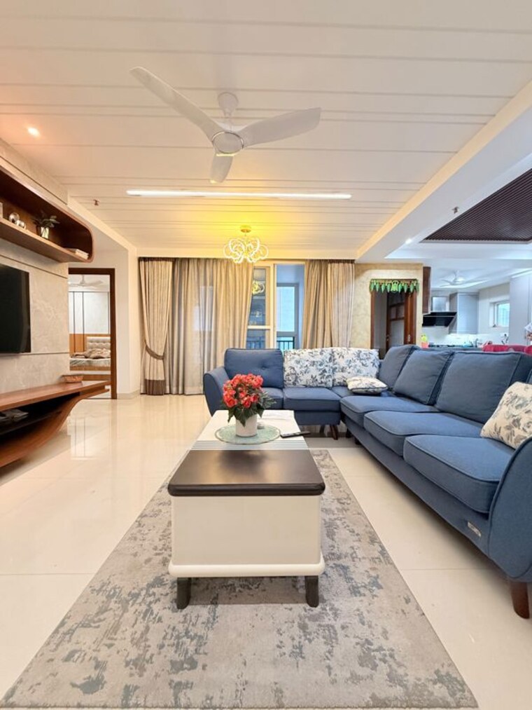 Living Room, koncept-ambience-the-botanika-empress 4 Bedroom 4012 Sq.Ft. Apartment In Gachibowli Hyderabad 10608221
