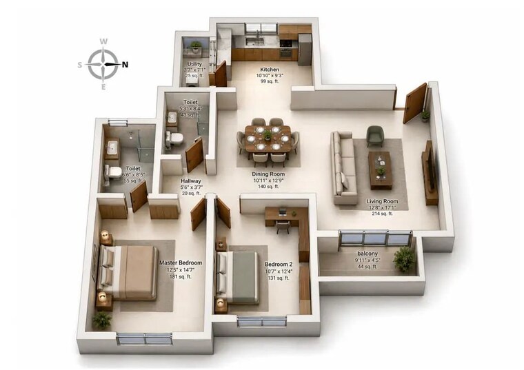 Floor Plan, carmelaram 2 Bedroom 1219 Sq.Ft. Apartment In Carmelaram Bangalore 10608747