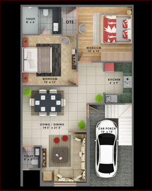 Floor Plan in 3 BHK Independent House at Kalli Paschim – for Sale