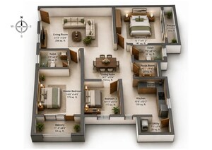 Floor Plan in 3 BHK Apartment at Candeur Rise, Varthur – for Sale
