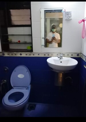 Bathroom in 1 BHK Apartment at Pancsheel CHS, Malad East – for Rent
