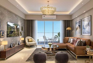 Living Room in 2 BHK Apartment at Seawoods – for Sale