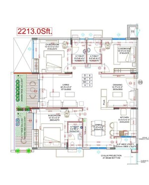 Floor Plan in 3 BHK Apartment at Sunshine Destino, Puppalaguda – for Sale