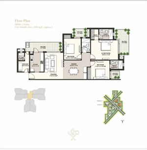 Floor Plan in 3 BHK Apartment at Ansal Highland Park, Sector 103 – for Sale