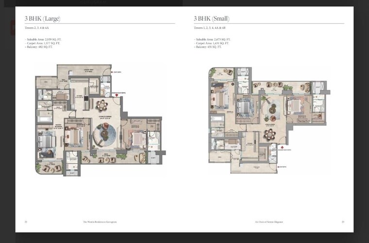 Floor Plan, whiteland-urban-resort 3 Bedroom 2673 Sq.Ft. Apartment In Sector 103 Gurgaon 10612782