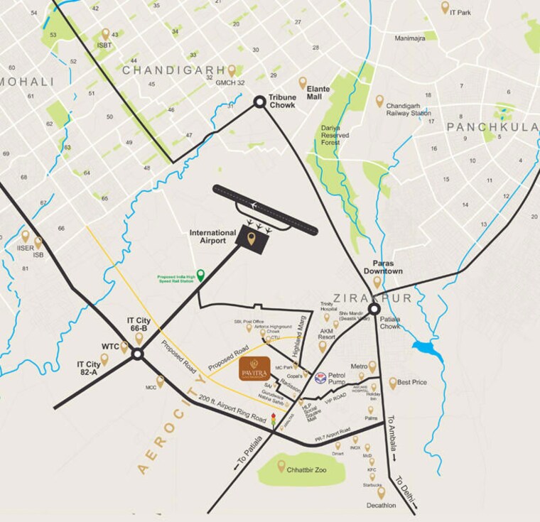 Map Location, pavitra-luxury-residences 3 Bedroom 1855 Sq.Ft. Apartment In Patiala Road Zirakpur 10612771