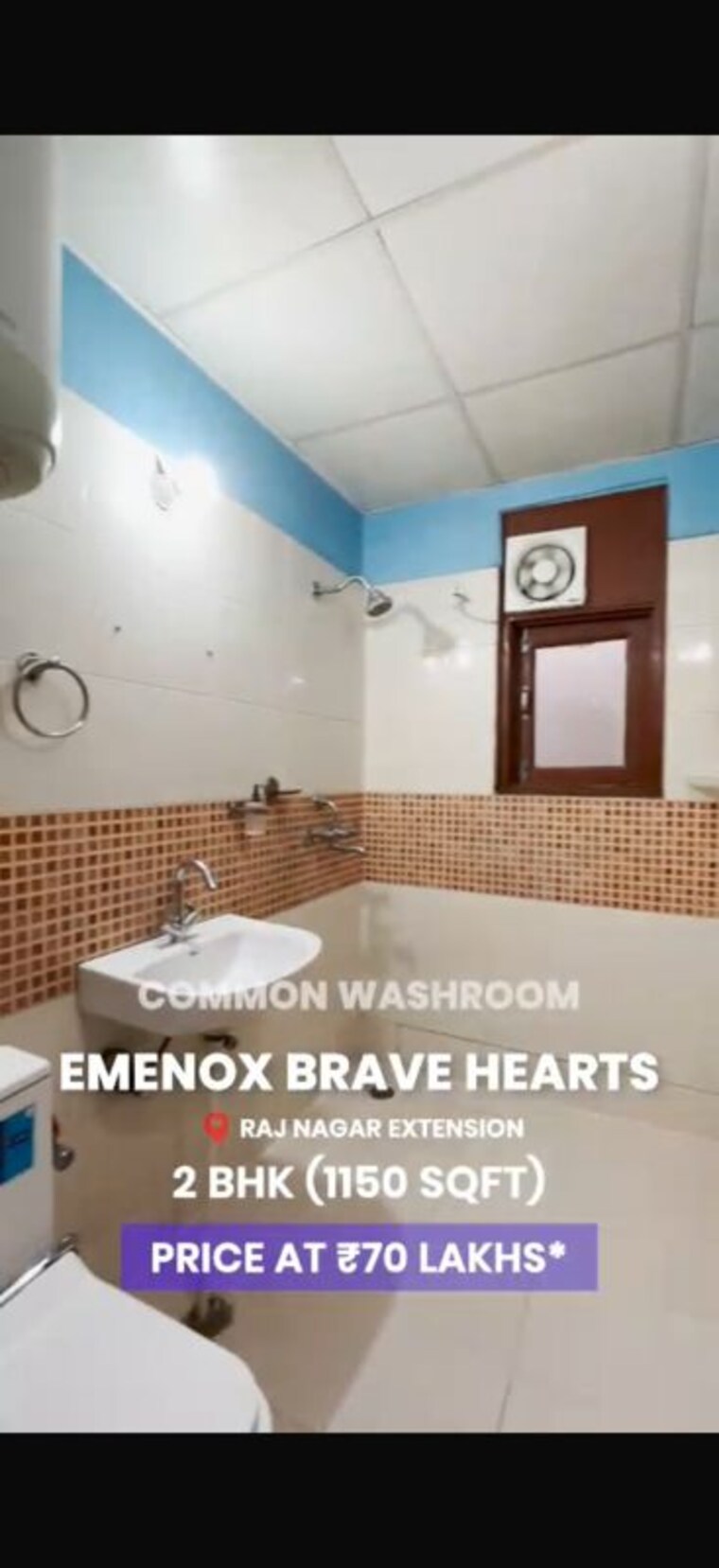Bathroom, emenox-brave-hearts 2 Bedroom 1150 Sq.Ft. Apartment In Raj Nagar Extension Ghaziabad 10614177