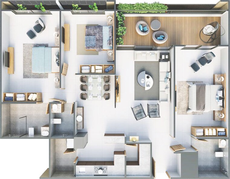 Floor Plan, science city 3 Bedroom 308 Sq.Yd. Apartment In Science City Ahmedabad 10614805