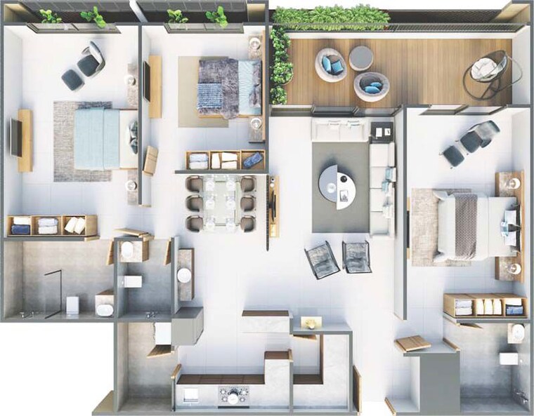 Floor Plan, science city 3 Bedroom 308 Sq.Yd. Apartment In Science City Ahmedabad 10614805