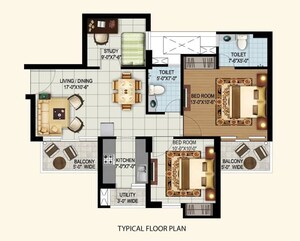 Floor Plan in 2.5 BHK Apartment at Eros Sampoornam, Sector 2 Greater Noida – for Sale