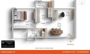 Floor Plan in 1 BHK Apartment at Godrej One, Vikhroli East – for Sale