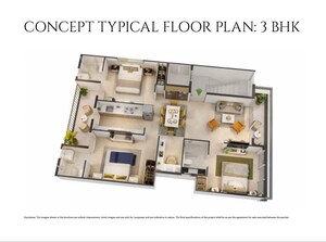 Floor Plan in 3.5 BHK Apartment at Smart World Gems, Sector 89 – for Sale