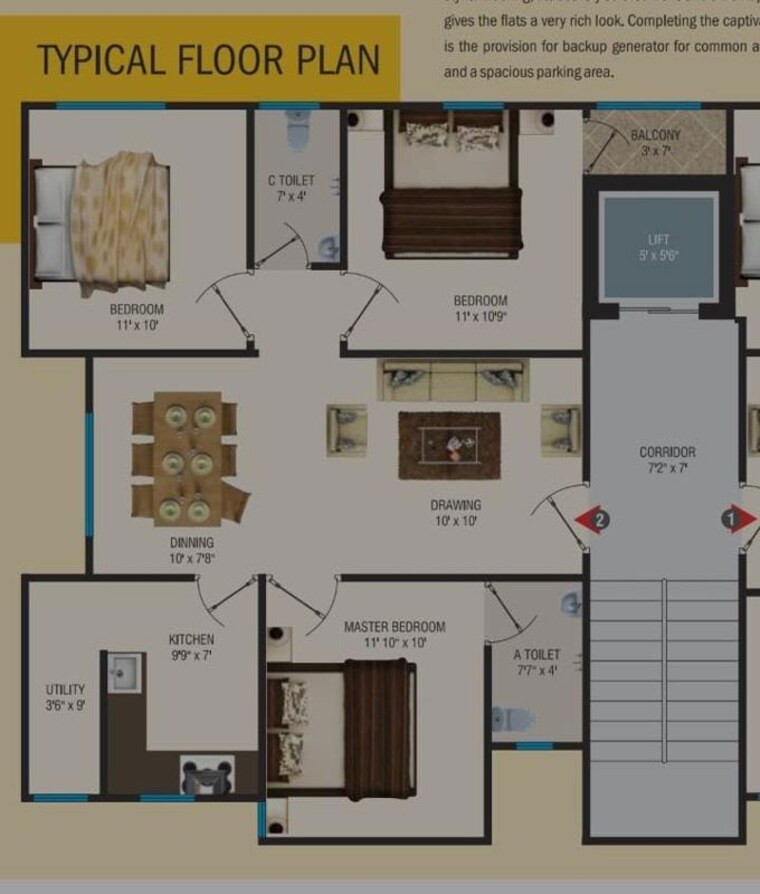 Floor Plan, summerlin-villas 3 Bedroom 1100 Sq.Ft. Apartment In Peeranchuruvu Hyderabad 10615307