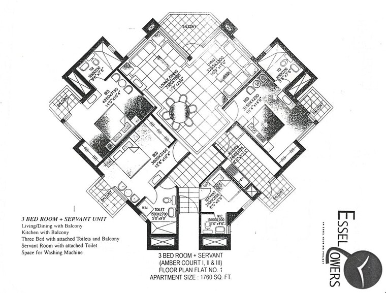 Floor Plan, suncity-essel-tower 3.5 Bedroom 1777 Sq.Ft. Apartment In Sector 28 Gurgaon 10616819