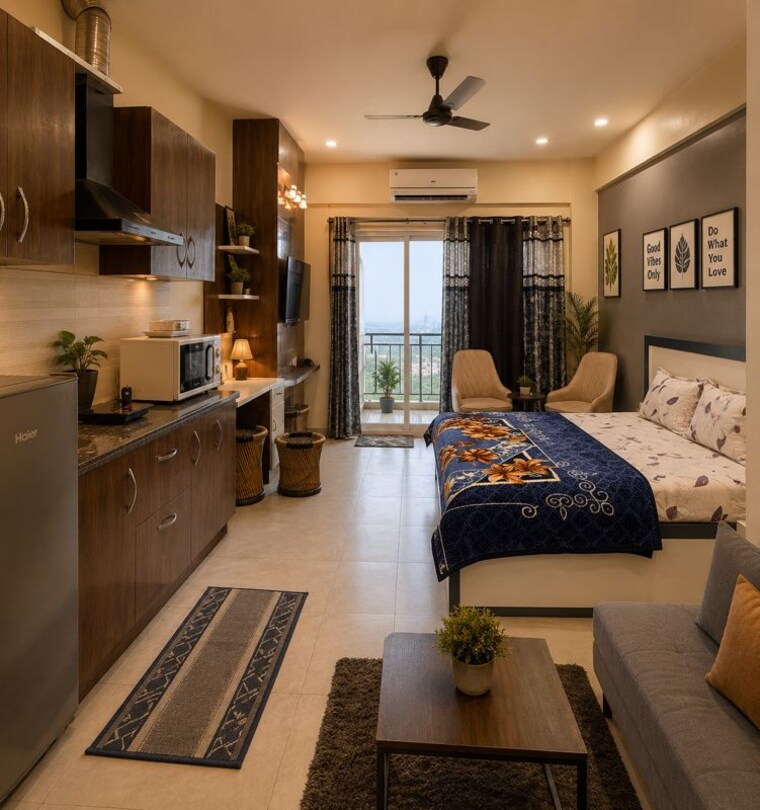Living Room, paramount-oak Studio 450 Sq.Ft. Apartment In Zeta I Greater Noida Greater Noida 10617943